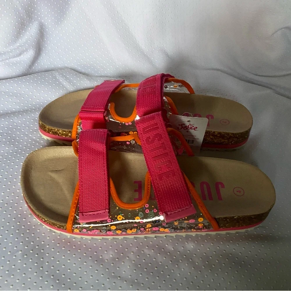 Justice Shoes Sandale Girl‎ Size 4 Pink Open Toe Slip On/Off New